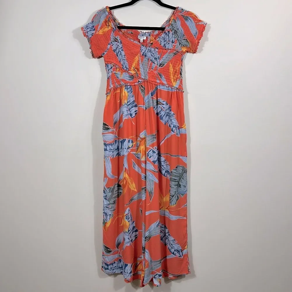 Patrons of Peace NWT Tropical Print Drop Crotch Pockets Jumpsuit Women Medium